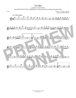 page one of Yo Ho (A Pirate's Life For Me) (Flute Solo)