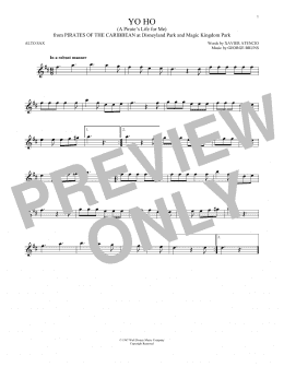 page one of Yo Ho (A Pirate's Life For Me) (Alto Sax Solo)