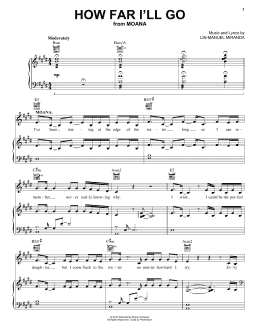 page one of How Far I'll Go (from Moana) (Piano, Vocal & Guitar Chords (Right-Hand Melody))