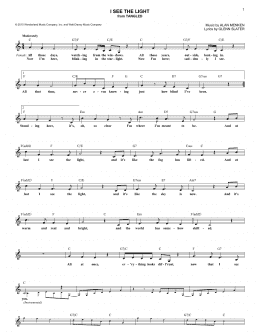 page one of I See The Light (from Tangled) (Lead Sheet / Fake Book)