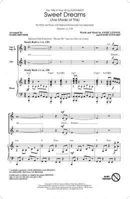 page one of Sweet Dreams (Are Made Of This) (SSA Choir)