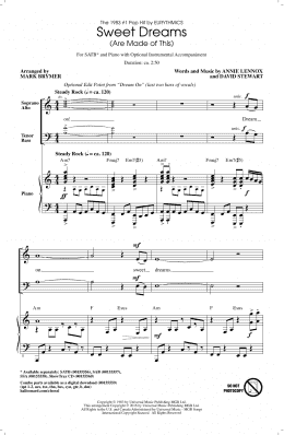 page one of Sweet Dreams (Are Made Of This) (SATB Choir)