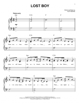 page one of Lost Boy (Easy Piano)