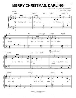 page one of Merry Christmas, Darling (Very Easy Piano)