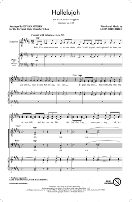 page one of Hallelujah (arr. Ethan Sperry) (SATB Choir)