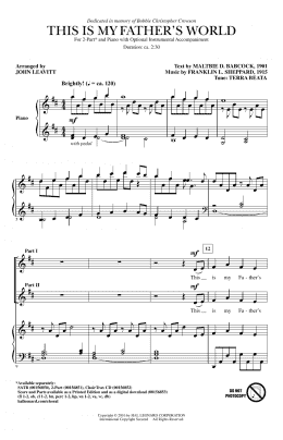 page one of This Is My Father's World (2-Part Choir)