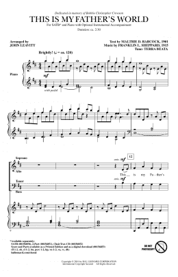 page one of This Is My Father's World (SATB Choir)