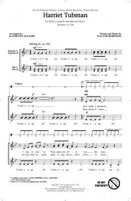 page one of Harriet Tubman (arr. Kathleen McGuire) (SSA Choir)