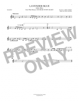 page one of Lavender Blue (Dilly Dilly) (from So Dear To My Heart) (Trumpet Solo)