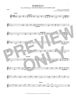 page one of Someday (from The Hunchback Of Notre Dame) (French Horn Solo)