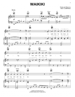 page one of Waikiki (Piano, Vocal & Guitar Chords (Right-Hand Melody))