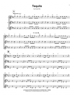 page one of Tequila (Ukulele Ensemble)