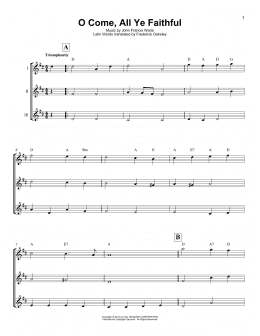 page one of O Come, All Ye Faithful (Adeste Fideles) (Ukulele Ensemble)