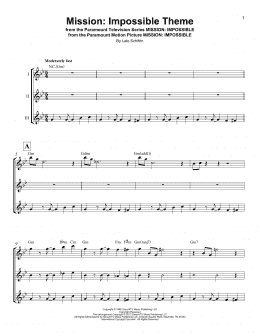 page one of Mission: Impossible Theme (Ukulele Ensemble)