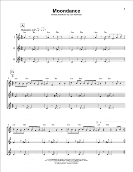 page one of Moondance (Ukulele Ensemble)