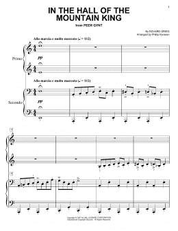 page one of In The Hall Of The Mountain King (arr. Phillip Keveren) (Easy Piano Duet)