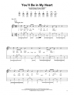 page one of You'll Be In My Heart (from Tarzan) (Banjo Tab)