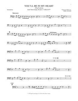 page one of You'll Be In My Heart (Pop Version) (from Tarzan) (Trombone Solo)