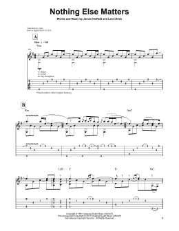 page one of Nothing Else Matters (Solo Guitar)