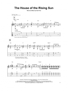 page one of The House Of The Rising Sun (Solo Guitar)