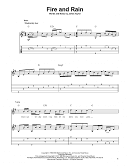 page one of Fire And Rain (Solo Guitar)