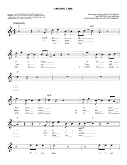 page one of Chasing Cars (Easy Lead Sheet / Fake Book)