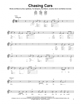 page one of Chasing Cars (Easy Guitar)