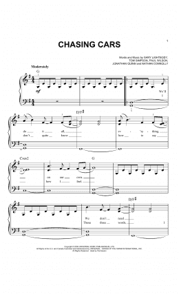 page one of Chasing Cars (Easy Piano)