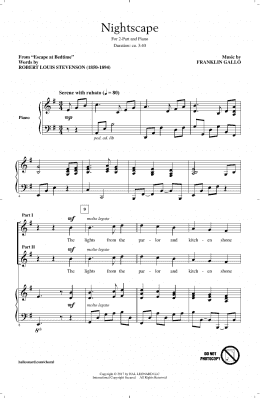 page one of Nightscape (2-Part Choir)