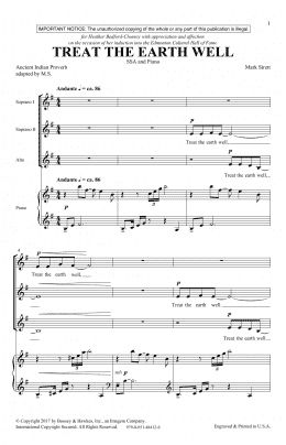 page one of Treat The Earth Well (SSA Choir)