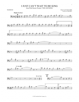 page one of I Just Can't Wait To Be King (from The Lion King) (Trombone Solo)