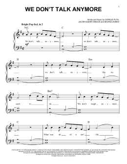 page one of We Don't Talk Anymore (Very Easy Piano)