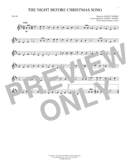 page one of The Night Before Christmas Song (Violin Solo)