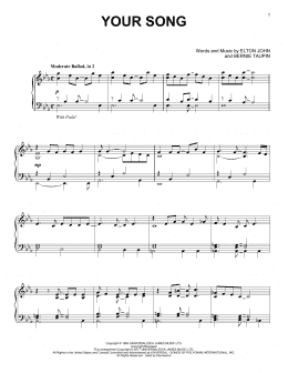 page one of Your Song (Piano Solo)