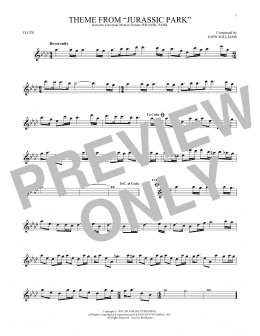 page one of Theme From Jurassic Park (Flute Solo)