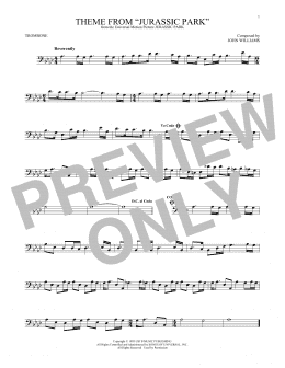 page one of Theme From Jurassic Park (Trombone Solo)