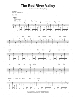 page one of The Red River Valley (arr. Michael Miles) (Banjo Tab)