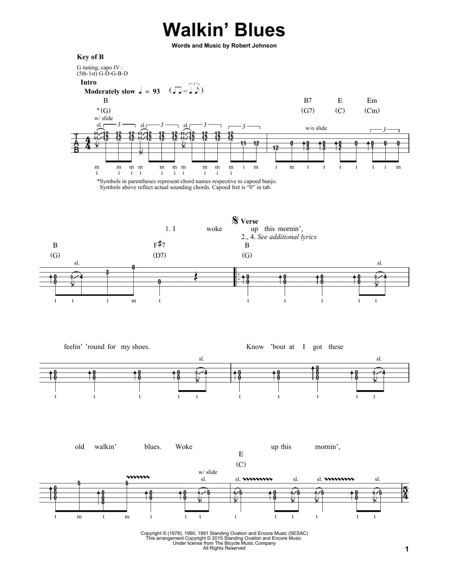 Walkin' Blues (Banjo Tab) - Print Sheet Music Now