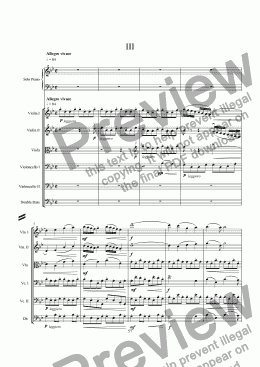 page one of Concerto for Piano & Strings - 3rd Movement