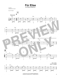 page one of Fur Elise (Banjo Tab)