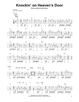 page one of Knockin' On Heaven's Door (Banjo Tab)