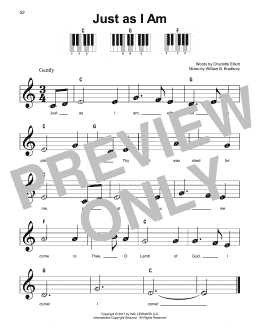 page one of Just As I Am (Super Easy Piano)