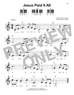 page one of Jesus Paid It All (Super Easy Piano)