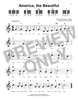 page one of America, The Beautiful (Super Easy Piano)