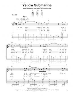 page one of Yellow Submarine (Banjo Tab)