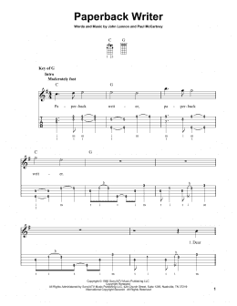 page one of Paperback Writer (Banjo Tab)