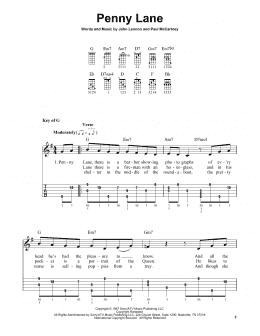 page one of Penny Lane (Banjo Tab)