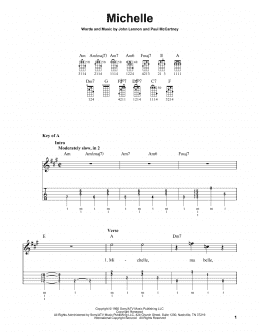 page one of Michelle (Banjo Tab)