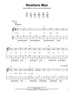 page one of Nowhere Man (Banjo Tab)