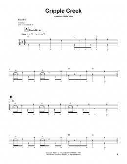 page one of Cripple Creek (Banjo Tab)